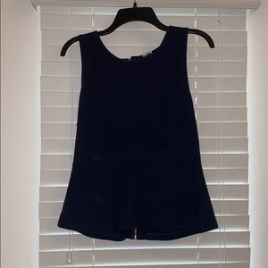 JCrew Navy Peplum Zip Back top.